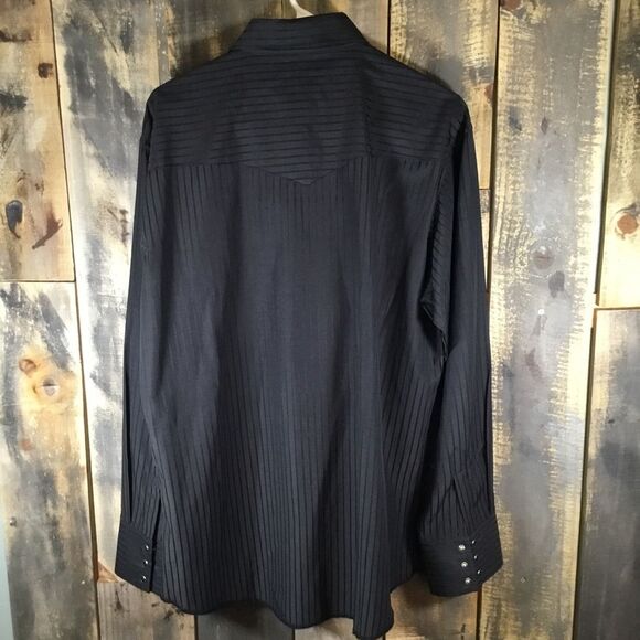 Wrangler black pearl snap button western shirt men’s size large - Picture 2 of 6